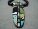 Native American Jewelry Important Santo Domingo Green Turquoise Sterling Silver Neito Necklace-Nativo Arts