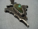 Native American Jewelry Important Tom Jackson High Grade Damale Turquoise Sterling Silver Pendant-Nativo Arts