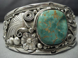 Native American Jewelry Important Tommy Tso Squared Turquoise Sterling Silver Bracelet Cuff Old-Nativo Arts
