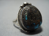 Native American Jewelry Important Vintage Jeanette Dale Bisbee Turquoise Sterling Silver Ring Old-Nativo Arts