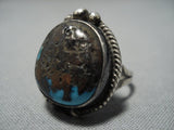 Native American Jewelry Important Vintage Jeanette Dale Bisbee Turquoise Sterling Silver Ring Old-Nativo Arts