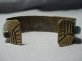 Native American Jewelry Important Vintage Tony Aguilar Sr Santo Domingo Turquoise Brass Bracelet Old-Nativo Arts