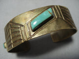 Native American Jewelry Important Vintage Tony Aguilar Sr Santo Domingo Turquoise Brass Bracelet Old-Nativo Arts