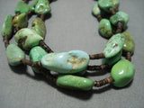 Native American Jewelry Important!! Yazzie Gaspeite Sterling Silver Heishi Necklace-Nativo Arts