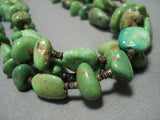 Native American Jewelry Important!! Yazzie Huge Gaspeite Sterling Silver Heishi Necklace-Nativo Arts