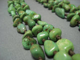 Native American Jewelry Important!! Yazzie Huge Gaspeite Sterling Silver Heishi Necklace-Nativo Arts
