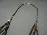 Native American Jewelry Important!! Yazzie Huge Gaspeite Sterling Silver Heishi Necklace-Nativo Arts