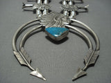 Native American Jewelry Magnifiecent Vintage Sterling Silver Turquoise Squash Blossom Necklace Old-Nativo Arts