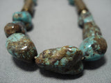 Native American Jewelry Marvelous Vintage Santo Domingo Green Turquoise Brass Necklace-Nativo Arts