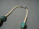 Native American Jewelry Marvelous Vintage Santo Domingo Green Turquoise Brass Necklace-Nativo Arts
