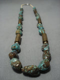 Native American Jewelry Marvelous Vintage Santo Domingo Green Turquoise Brass Necklace-Nativo Arts