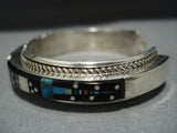 Native American Jewelry Midnight Space Kachina Turquoise Coral Sterling Silver Bracelet-Nativo Arts