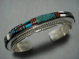 Native American Jewelry Midnight Space Kachina Turquoise Coral Sterling Silver Bracelet-Nativo Arts