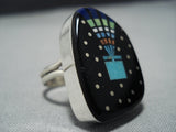 Native American Jewelry Midnight Space Kachina Turquoise Navajo Sterling Silver Ring-Nativo Arts
