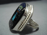 Native American Jewelry Midnight Space Kachina Turquoise Navajo Sterling Silver Ring-Nativo Arts