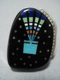 Native American Jewelry Midnight Space Kachina Turquoise Navajo Sterling Silver Ring-Nativo Arts