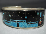 Native American Jewelry Midnight Space Kachina Turquoise Pueblo Sterling Silver Coral Bracelet-Nativo Arts