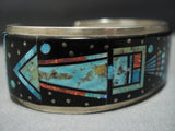 Native American Jewelry Midnight Space Kachina Turquoise Pueblo Sterling Silver Coral Bracelet-Nativo Arts