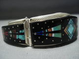Native American Jewelry Midnight Space Kachina Turquoise Sterling Silver Clasp Bracelet-Nativo Arts