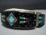Native American Jewelry Midnight Space Kachina Turquoise Sterling Silver Clasp Bracelet-Nativo Arts