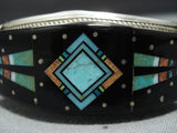 Native American Jewelry Midnight Space Kachina Turquoise Sterling Silver Clasp Bracelet-Nativo Arts