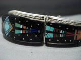 Native American Jewelry Midnight Space Kachina Turquoise Sterling Silver Clasp Bracelet-Nativo Arts