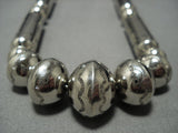 Native American Jewelry Museum Quality!! Longer Sterling Silver Tubule Bead Necklace Old-Nativo Arts