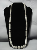 Native American Jewelry Museum Quality!! Longer Sterling Silver Tubule Bead Necklace Old-Nativo Arts