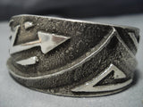 Native American Jewelry Museum Quality Vintage Yazzie Lightning Bolt Sterling Silver Bracelet-Nativo Arts