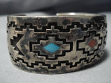 Native American Jewelry Museum Vintage Maze Of Geometrics Turquoise Sterling Silver Bracelet Old-Nativo Arts