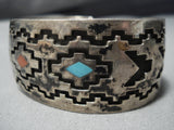 Native American Jewelry Museum Vintage Maze Of Geometrics Turquoise Sterling Silver Bracelet Old-Nativo Arts