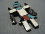 Native American Jewelry Museum Vintage Navajo Turquoise Coral Sterling Silver Kachina Pin Old-Nativo Arts