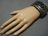 Native American Jewelry Museum Vintage Wolf Pack Sterling Silver Bracelet Old Cuff-Nativo Arts