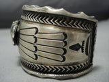 Native American Jewelry Museum Vintage Wolf Pack Sterling Silver Bracelet Old Cuff-Nativo Arts