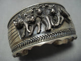 Native American Jewelry Museum Vintage Wolf Pack Sterling Silver Bracelet Old Cuff-Nativo Arts