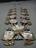 Native American Jewelry One Of Best Vintage Zuni Turquoise Coral Sterling Silver Squash Blossom Necklace-Nativo Arts