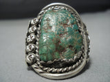 Native American Jewelry One Of The Biggest Ad Best Vintage Navao Green Turquoise Sterling Silver Ring-Nativo Arts