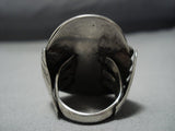 Native American Jewelry One Of The Biggest Ad Best Vintage Navao Green Turquoise Sterling Silver Ring-Nativo Arts