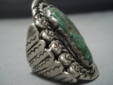 Native American Jewelry One Of The Biggest Ad Best Vintage Navao Green Turquoise Sterling Silver Ring-Nativo Arts