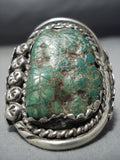 Native American Jewelry One Of The Biggest Ad Best Vintage Navao Green Turquoise Sterling Silver Ring-Nativo Arts