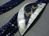 Native American Jewelry One Of The Most Famous Santo Domingo Inlay Artist Lapis Sterling Silver Necklace-Nativo Arts