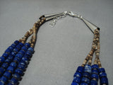 Native American Jewelry One Of The Most Famous Santo Domingo Inlay Artist Lapis Sterling Silver Necklace-Nativo Arts