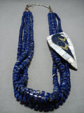 Native American Jewelry One Of The Most Famous Santo Domingo Inlay Artist Lapis Sterling Silver Necklace-Nativo Arts