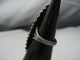 Native American Jewelry Opulent 1930's Vintage Tall Sterling Silver Cerrillos Turquoise Ring Old-Nativo Arts