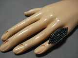 Native American Jewelry Opulent 1930's Vintage Tall Sterling Silver Cerrillos Turquoise Ring Old-Nativo Arts