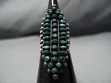 Native American Jewelry Opulent 1930's Vintage Tall Sterling Silver Cerrillos Turquoise Ring Old-Nativo Arts