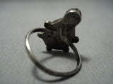 Native American Jewelry Quality Vintage Navajo Turquoise Turtle Sterling Silver Ring Old-Nativo Arts
