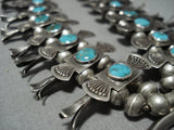 Native American Jewelry Rare 1940's Vintage Navajo Turquoise Sterling Silver Squash Blossom Necklace Old-Nativo Arts