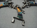 Native American Jewelry Rare Dancing Kachina Turquoise Vintage Navajo Sterling Silver Sharm Necklace Old-Nativo Arts