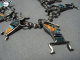 Native American Jewelry Rare Dancing Kachina Turquoise Vintage Navajo Sterling Silver Sharm Necklace Old-Nativo Arts